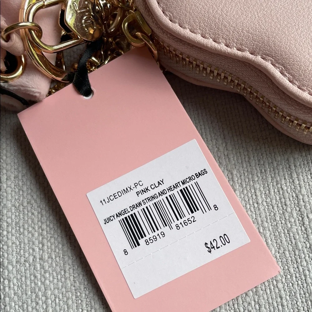 Juicy Couture angel Velvet Drawstring and heart micro bags - pink clay